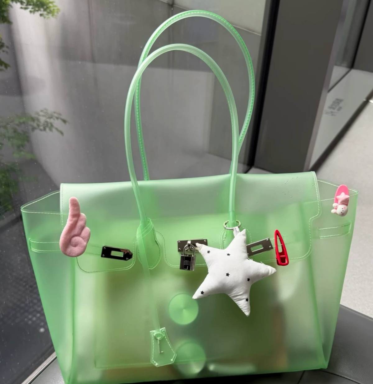 Jelly Firkin Green Tote Bag – TPU Transparent Finish